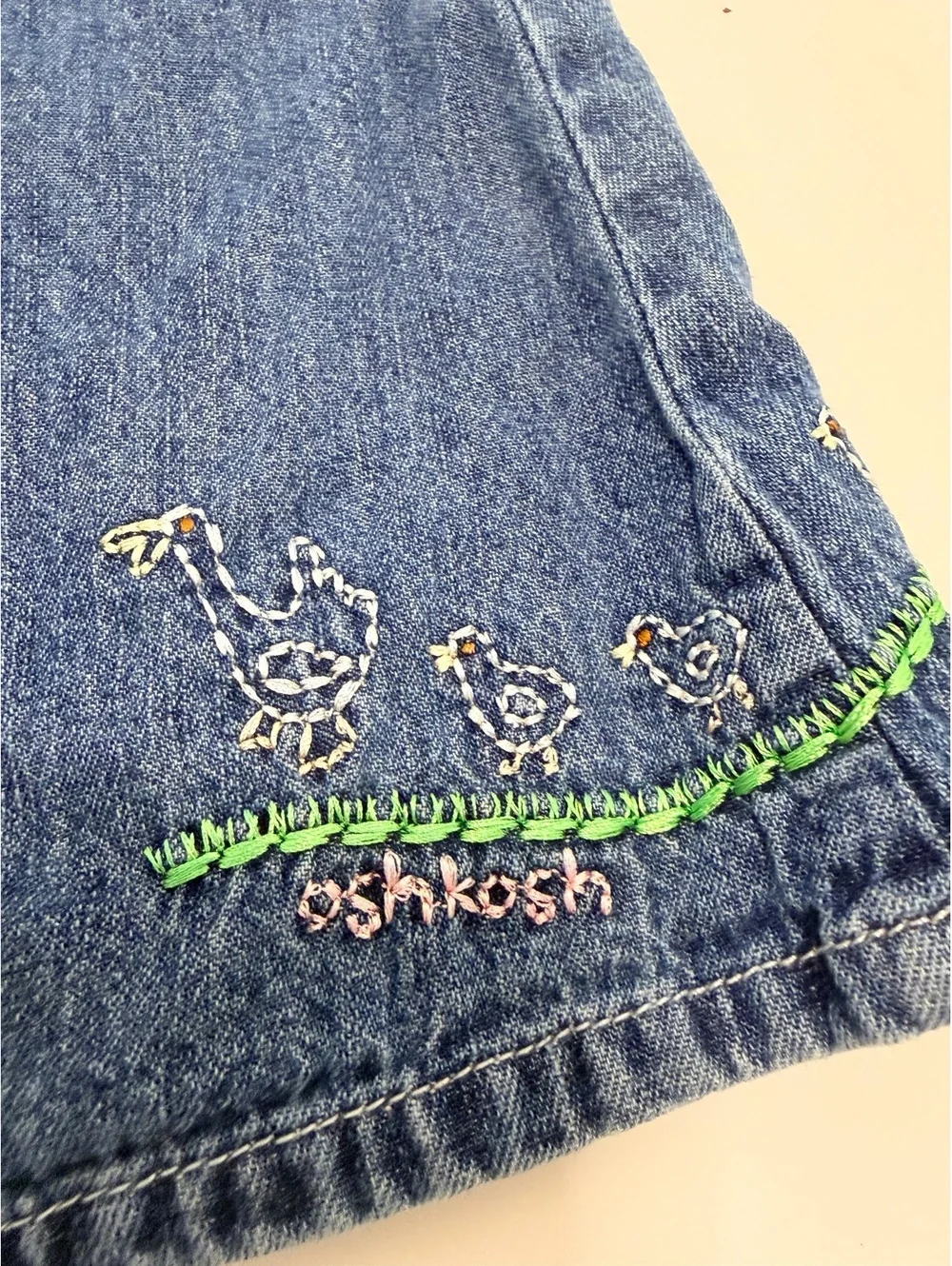 Vintage Y2K OshKosh Overall Dress Embroidered Ducklings
